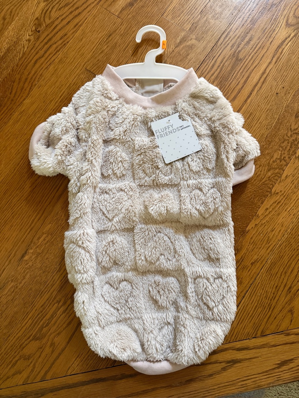 NWT Cream Plush Dog Sweater Sz L